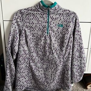 Northface purple diamond and teal fleece quarter zip, size L